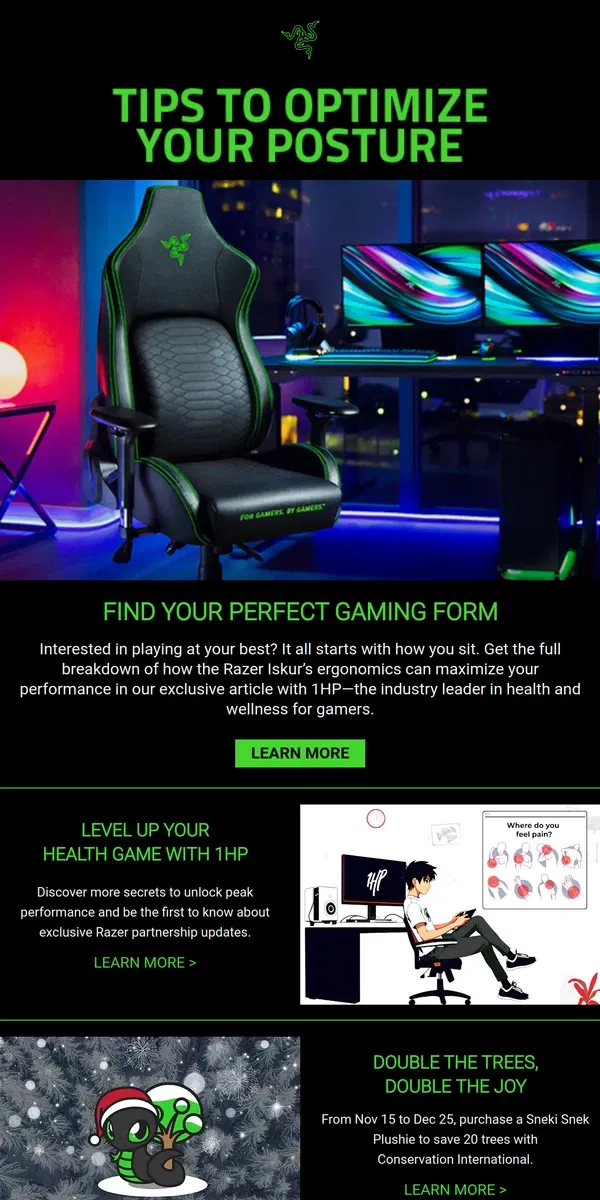 Email from Razer. Find Your Perfect Gaming Form with the Razer Iskur