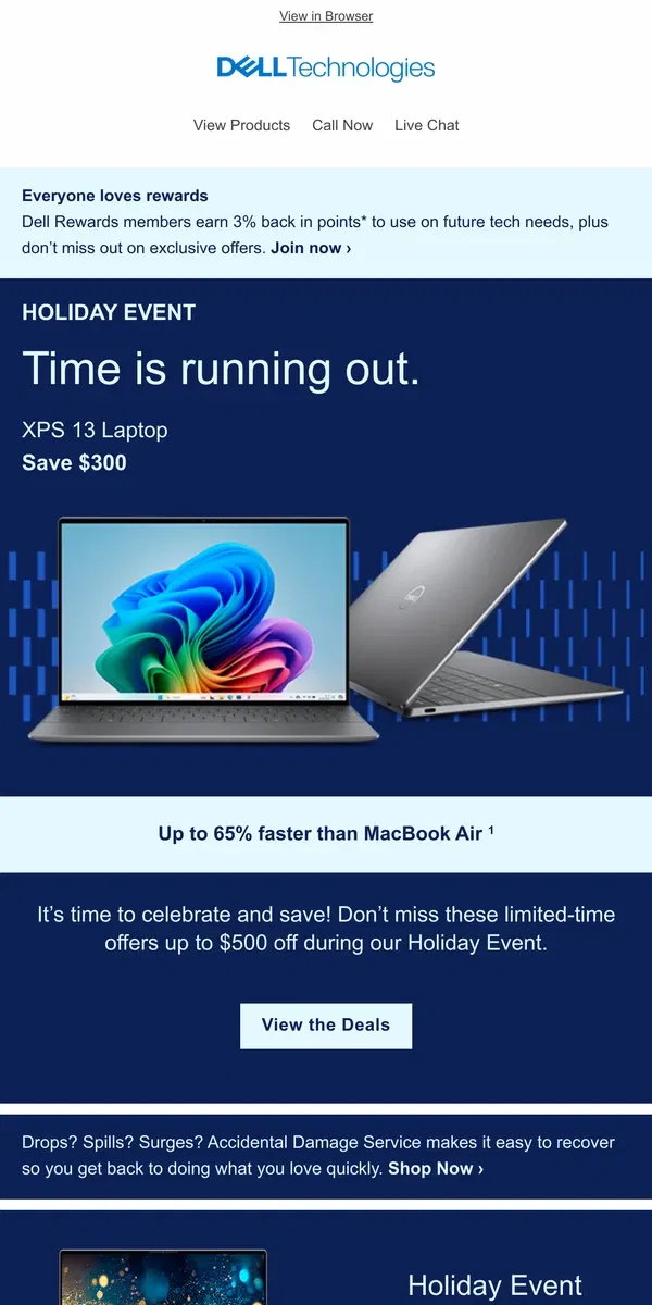 Email from Dell. Last chance for holiday savings.