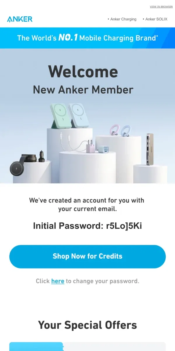 Email from Anker. Welcome New Anker Member 🎉