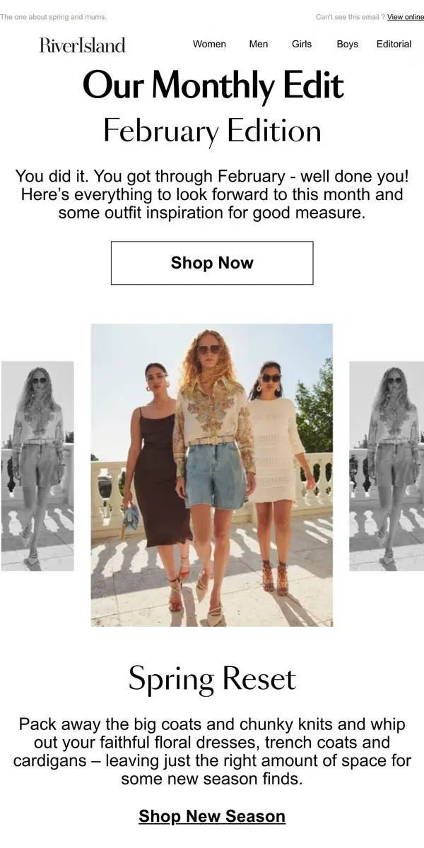 Email from River Island. Our Monthly Edit​