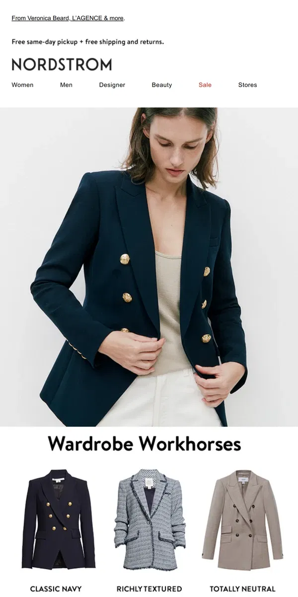 Email from Nordstrom. Essential blazers for spring & beyond