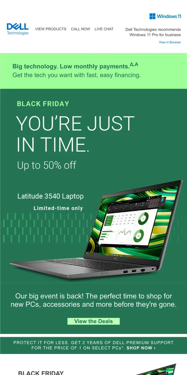 Email from Dell. Black Friday savings up to 50% are live.