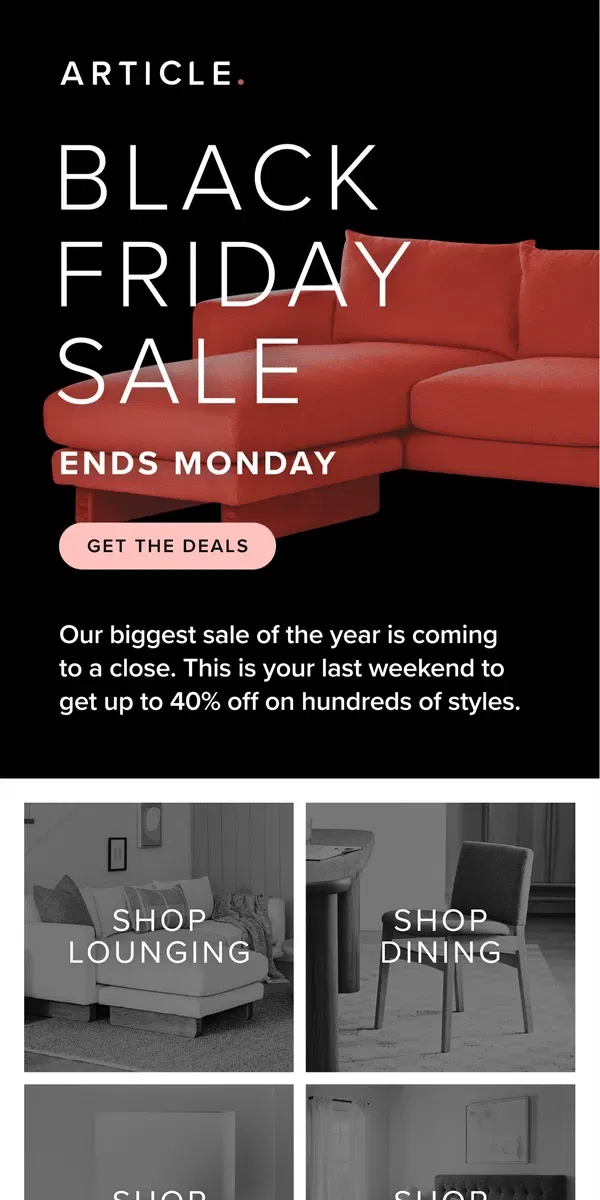 Email from Article. Sale Ends Monday: New Styles Added