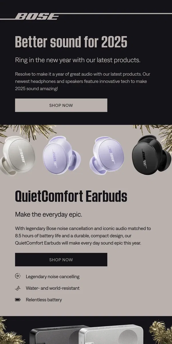 Email from Bose. Ring in the new year with Bose sound!