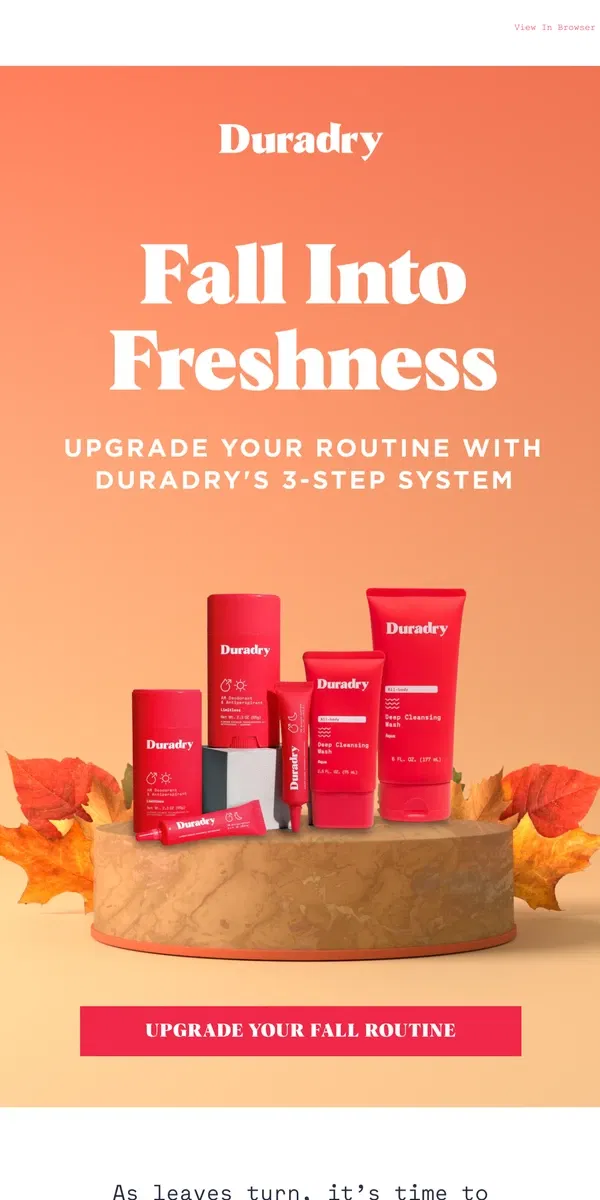 Email from Duradry. Fall into freshness: Your 24/7 autumn armor