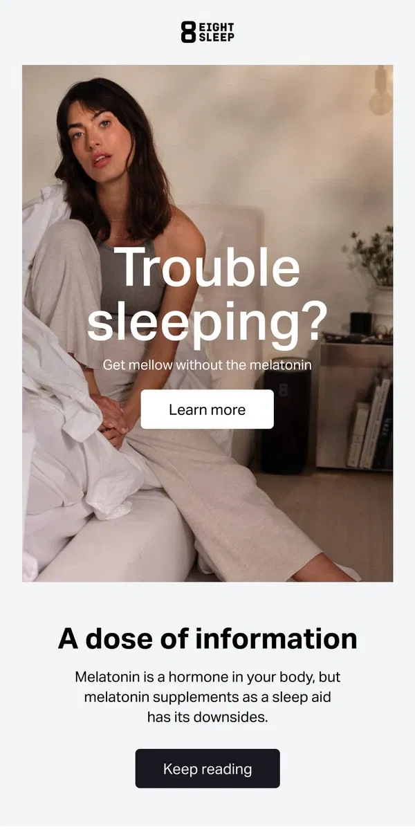 Email from Eight Sleep. Open for all-natural healthy sleep