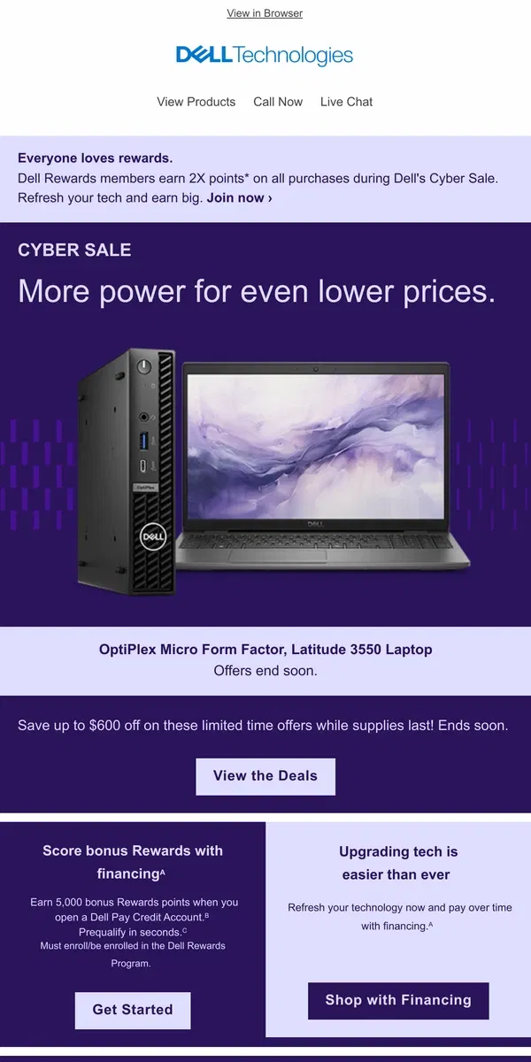 Email from Dell. Cyber Sale ends soon.