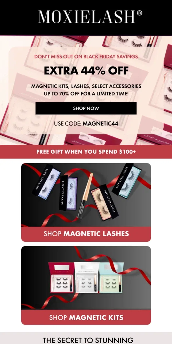 Email from MoxieLash. Happening Now: EXTRA 44% OFF Magnetic Lashes!