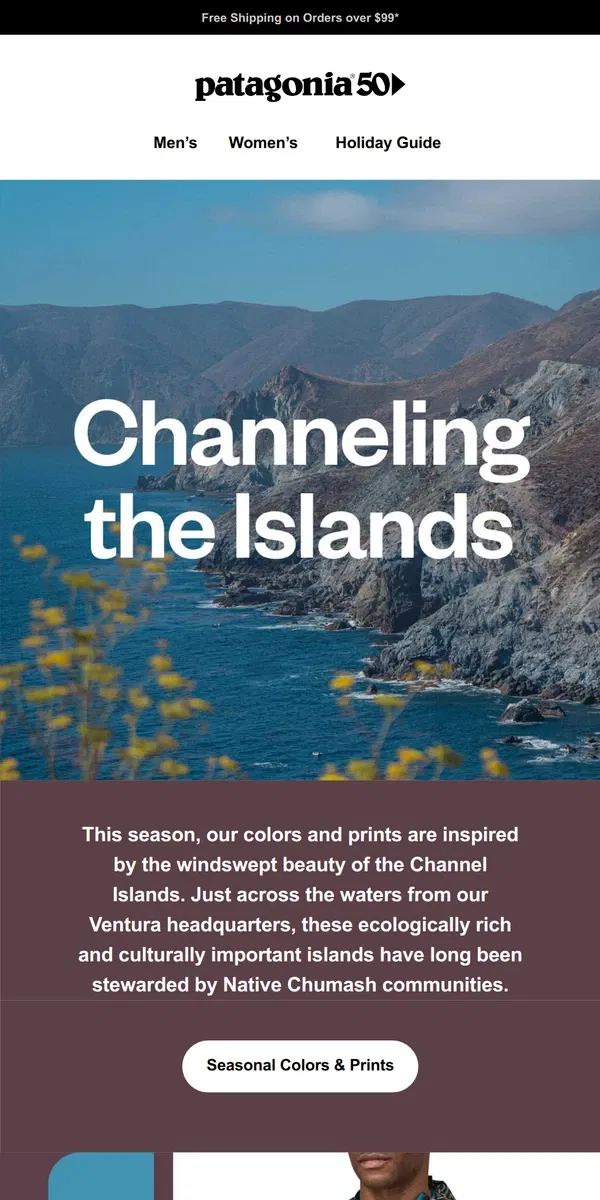 Email from Patagonia. Clothes that channel the islands