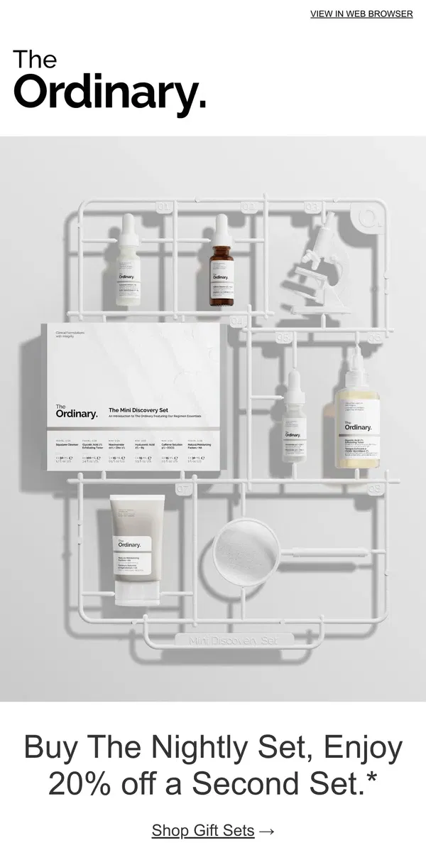 Email from The Ordinary. Skincare sets, made to share.