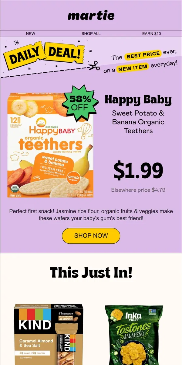 Email from Martie. 🤩 50+ brand NEW DEALS! KIND, Remedy Kombucha and MORE!