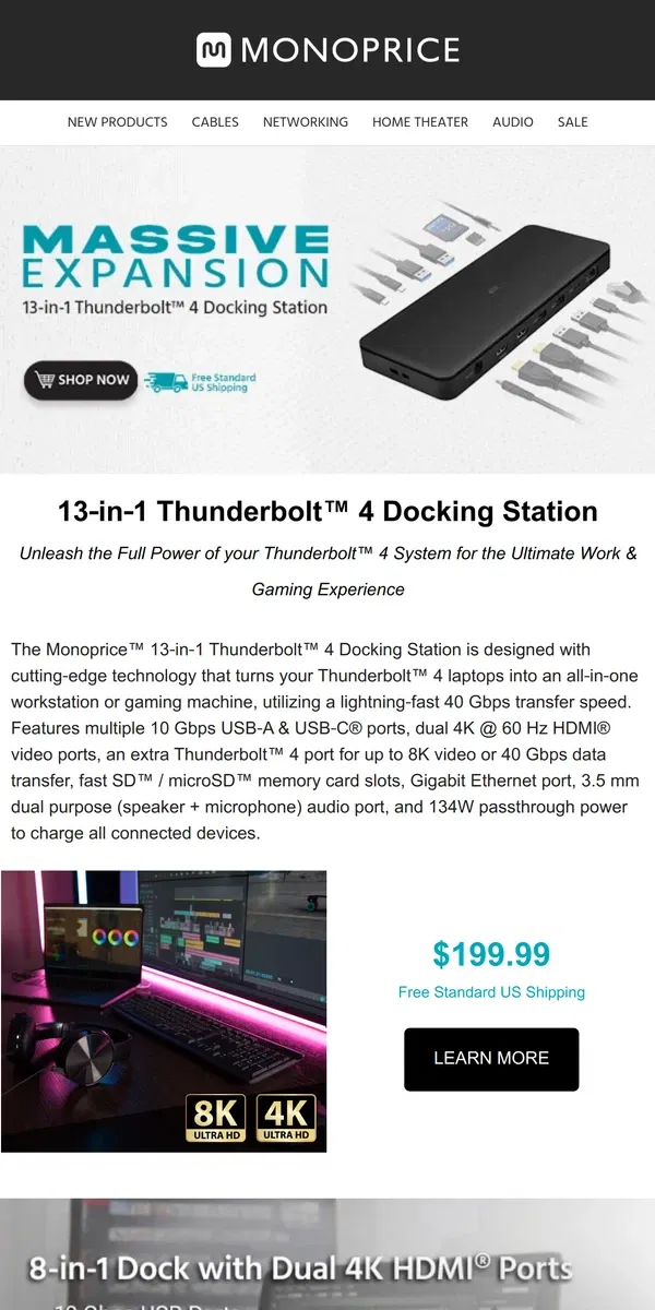 Email from Monoprice. NEW! Laptop Docking Stations for Seamless Connectivity