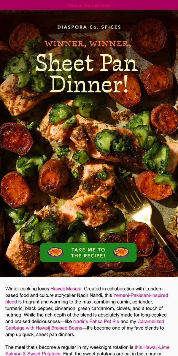 Email from Diaspora Co.. My Go-To 30-min Sheet Pan Dinner