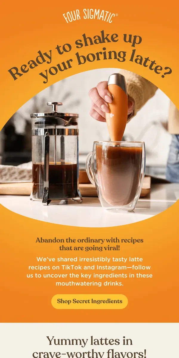 Email from Four Sigmatic. Become Your Own Barista ☕