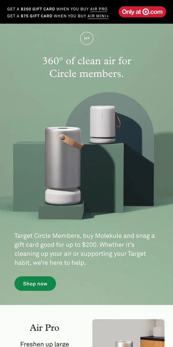 Email from Molekule. 🎯 $200 to Target, TODAY ONLY! 👀