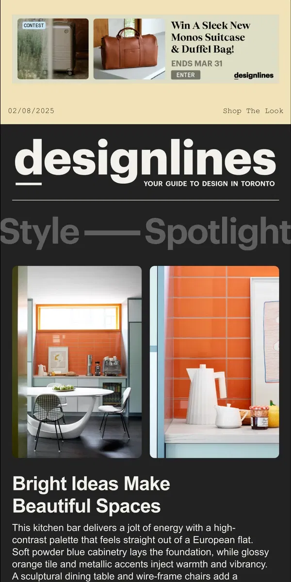 Email from Designlines. Style Spotlight: Continental Charm