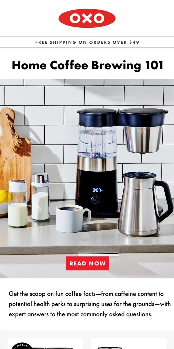 Email from OXO. How to brew better coffee at home