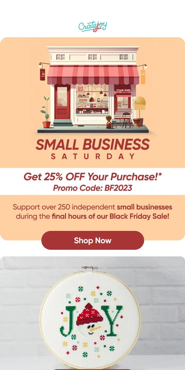 Email from Cratejoy. Shop Small, Save Big With 25% OFF! 🛍️