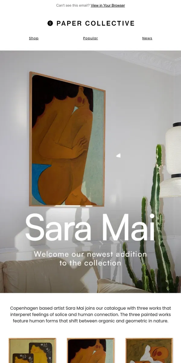 Email from Paper Collective. Introducing Copenhagen-based Artist Sara Mai