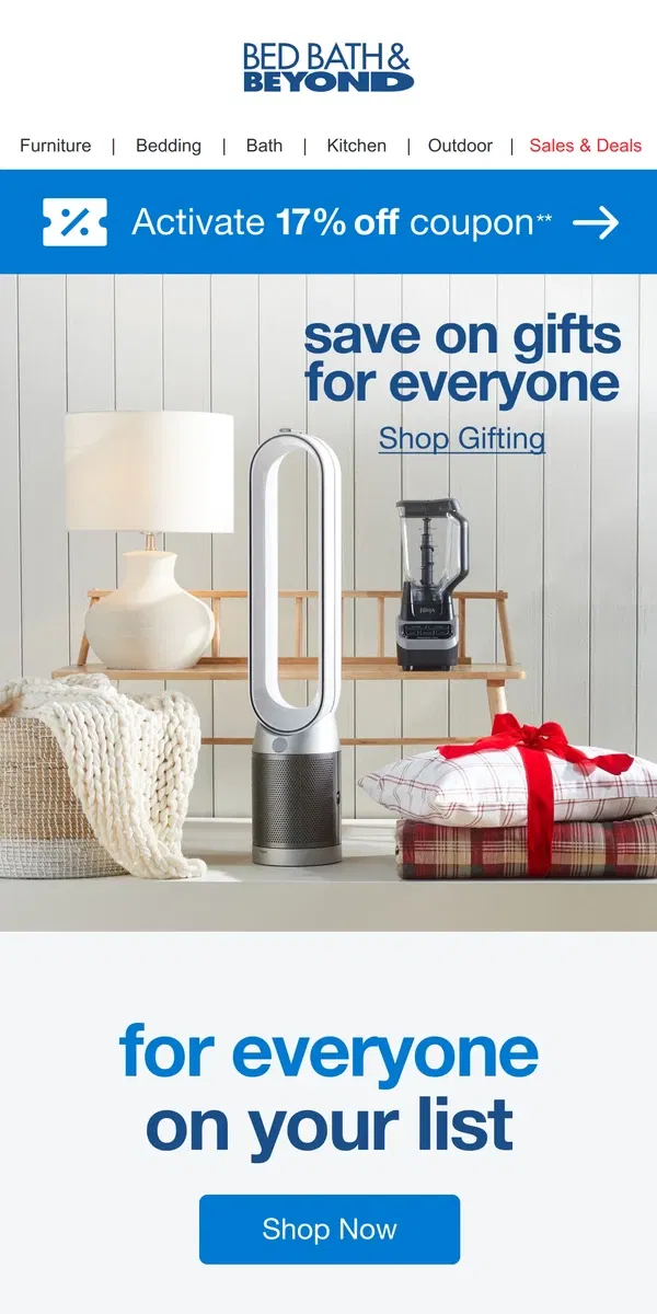 Email from Bed Bath & Beyond. Gift Shopping? Find Something for Everyone 🎁