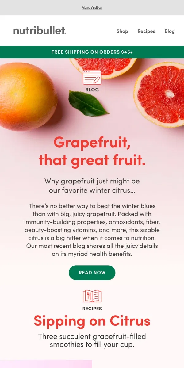 Email from nutribullet. Grapefruit, the great fruit!