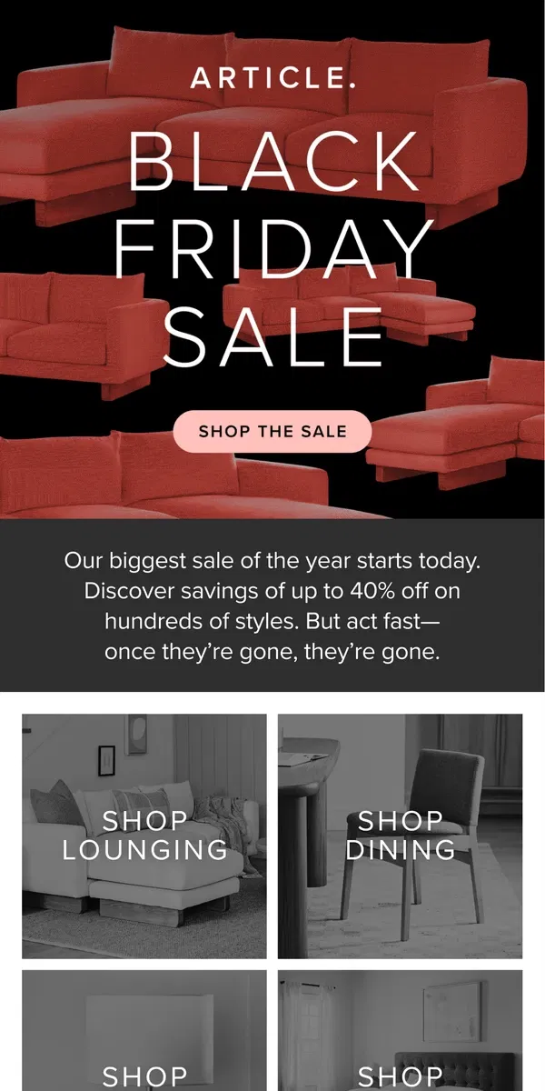 Email from Article. Our Black Friday Sale starts now