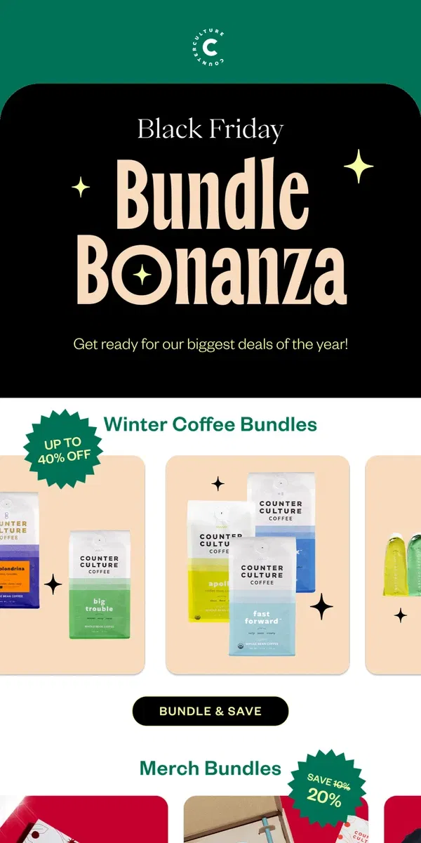 Email from Counter Culture Coffee. Black Friday Bundle Bonanza 🖤