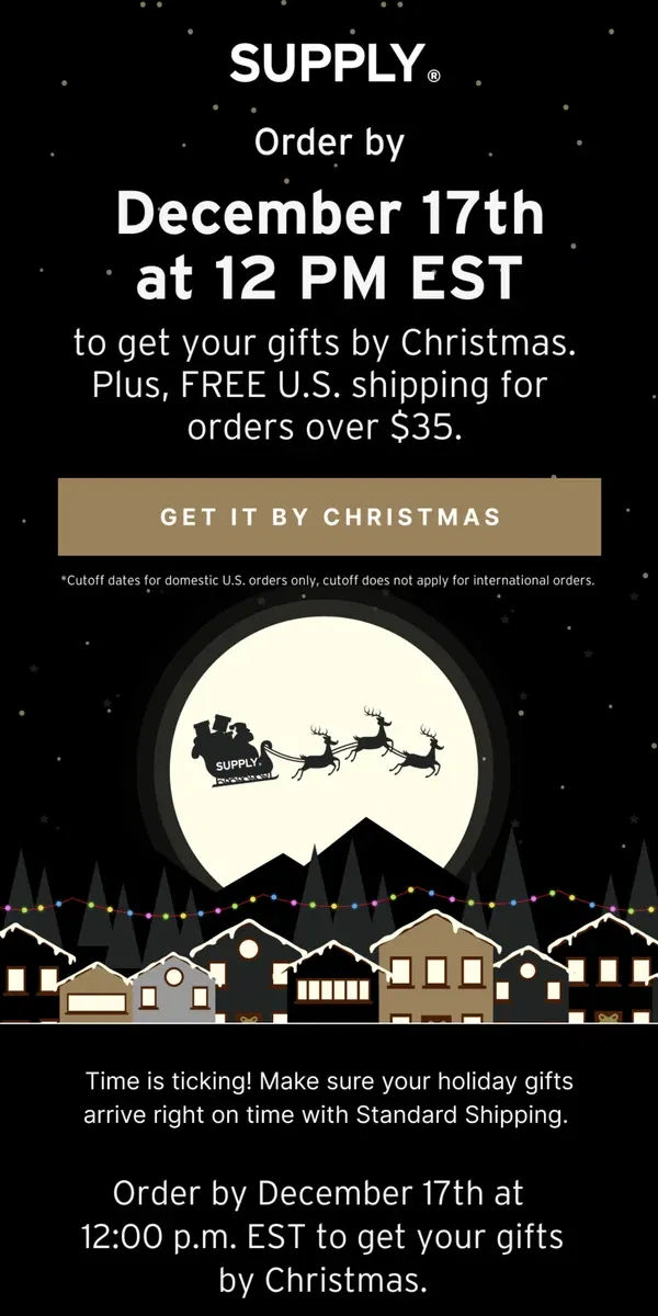 Email from Supply. Need It by Christmas? 🎄🎁 🧑‍🎄