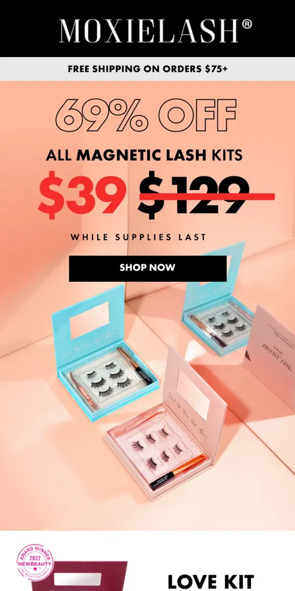 Email from MoxieLash. $39 Lash Kits Are Back!