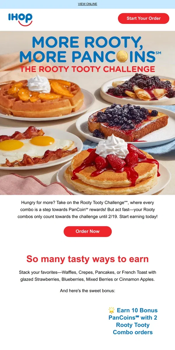 Email from IHOP. MEMBERS ONLY: Earn up to 25 bonus PanCoinsSM🎉 🥞