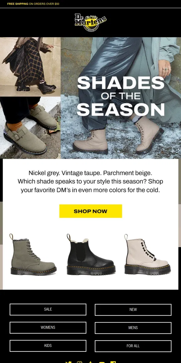 Email from Dr. Martens. Find your winter color