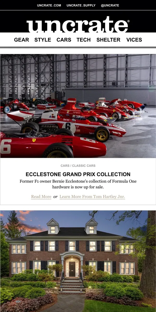 Email from Uncrate. Ecclestone Grand Prix Collection & more