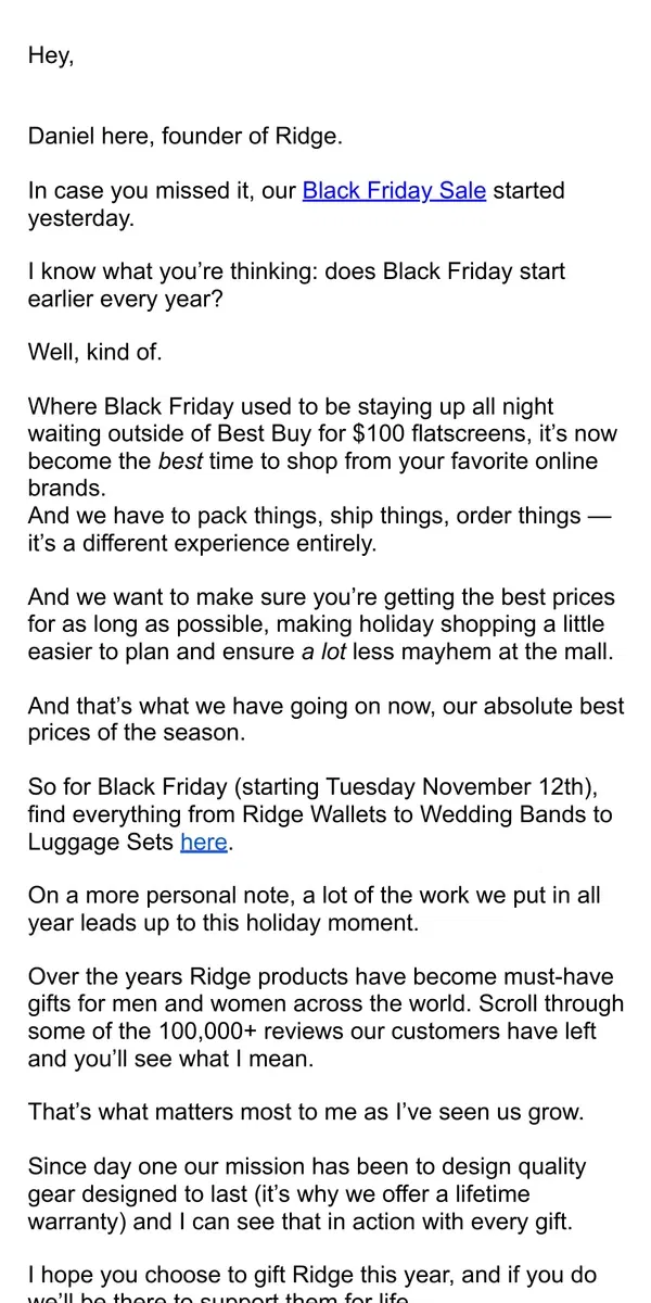 Email from The Ridge. The big day