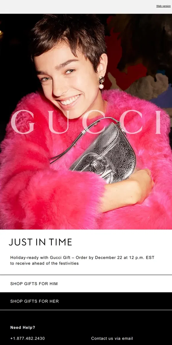 Email from GUCCI. Final Hours for Holiday Gifting