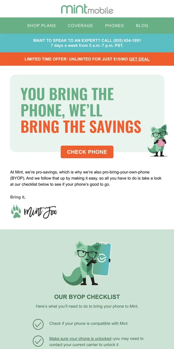 Email from Mint Mobile. Bring the phone you love to Mint…