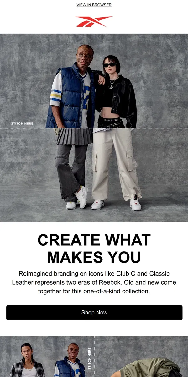 Email from Reebok. DROPPED: The Create What Makes You Collection