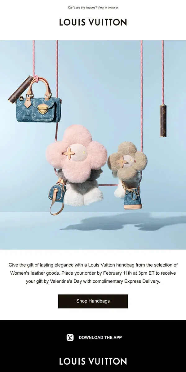 Email from Louis Vuitton. Women’s Handbags: Timeless Treasures