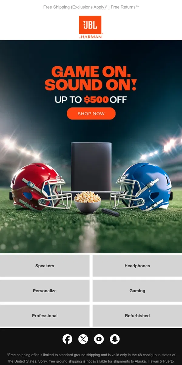 Email from JBL. 🔥 Game-Changing Sound: Save up to $500 on JBL Soundbars!