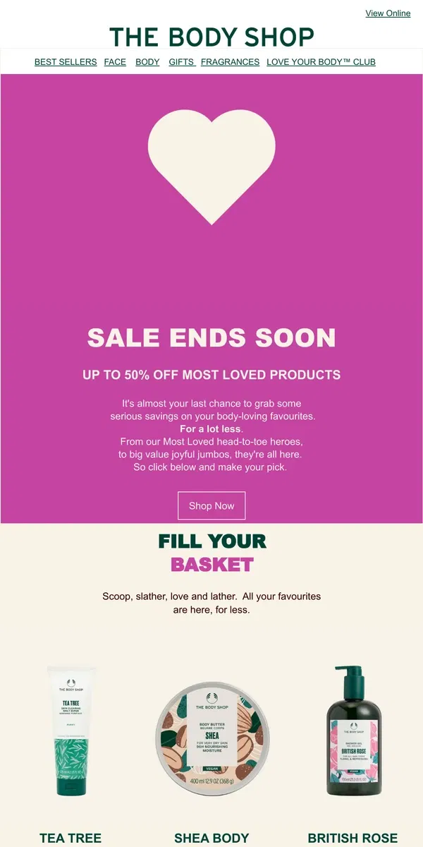 Email from The Body Shop. Sale Ends Soon - don't miss out 🏃‍♀️