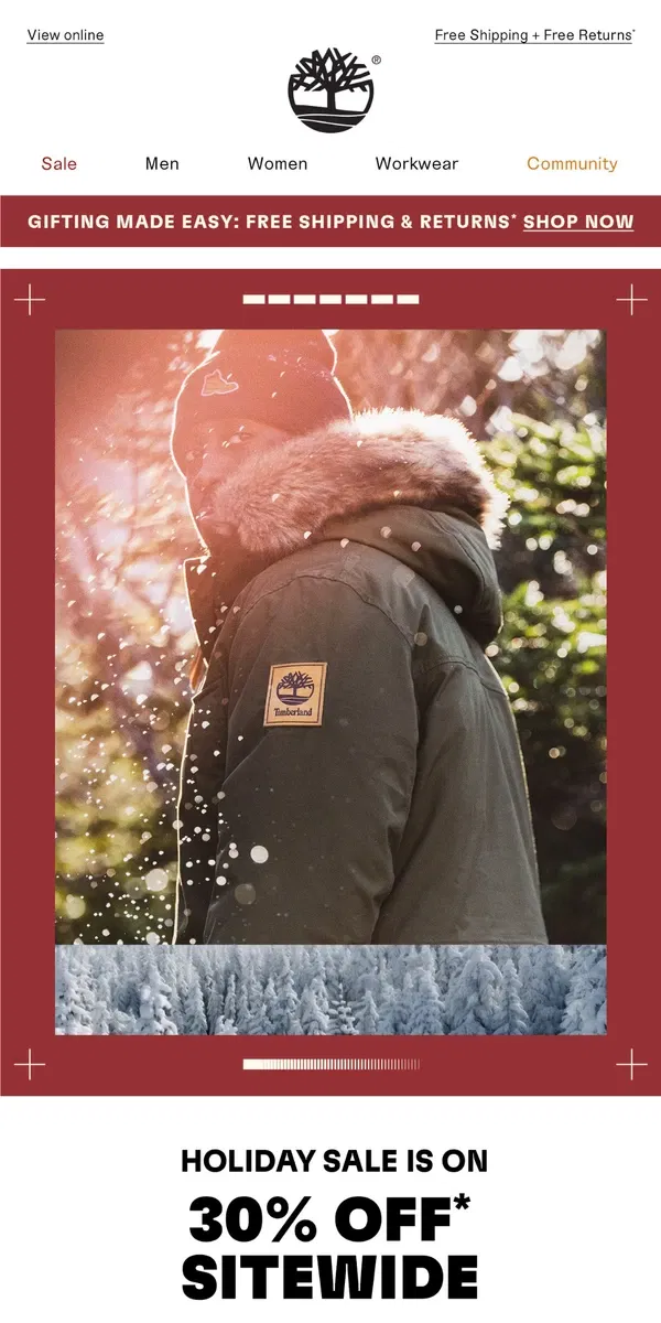 Email from Timberland. Shop Our Best Holiday Sale Yet!