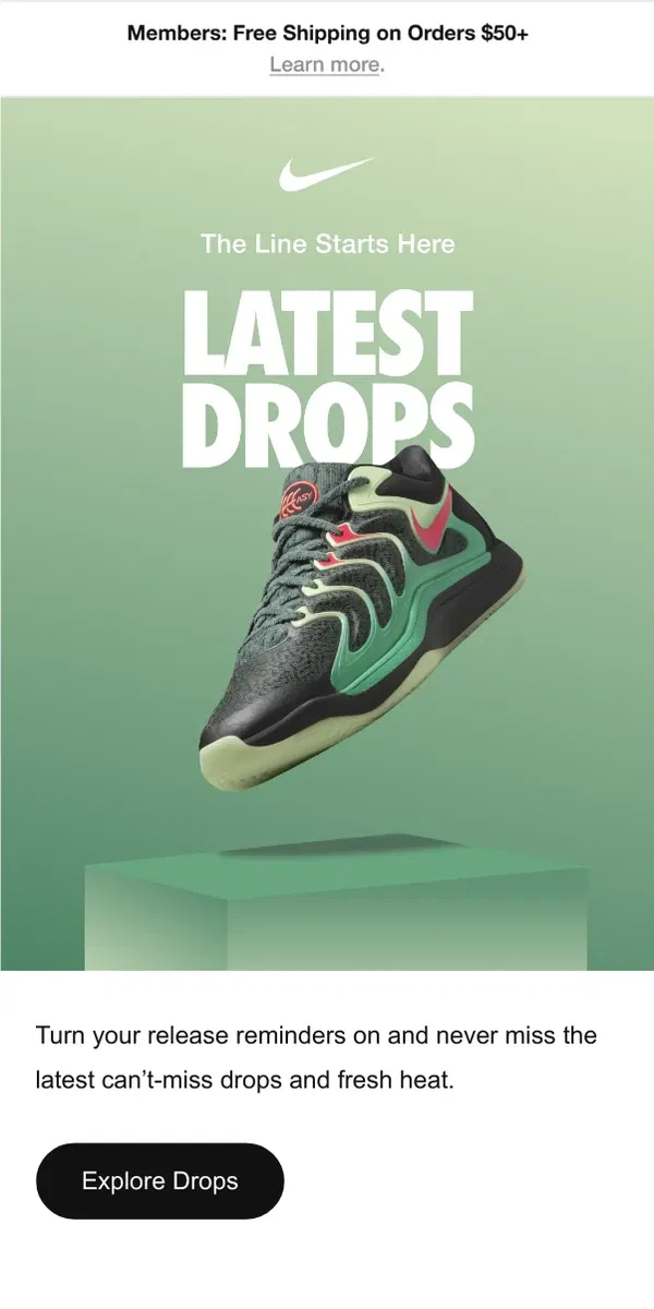 Email from Nike. New kicks for your rotation