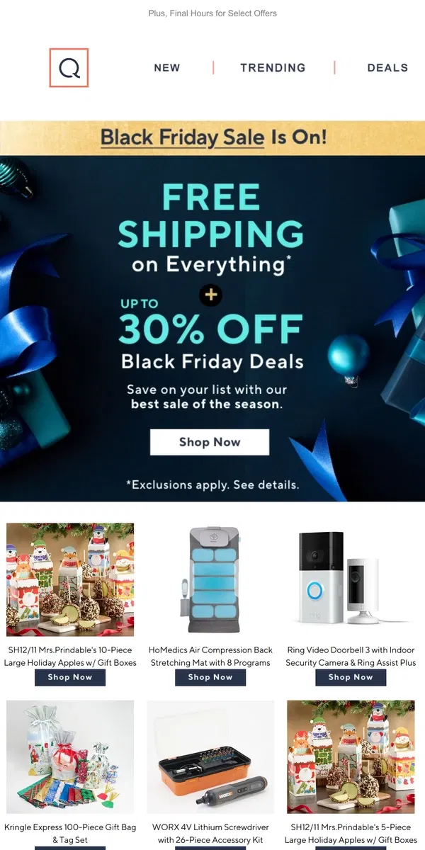 Email from QVC. Right Now! Free Shipping + Up to 30% Off