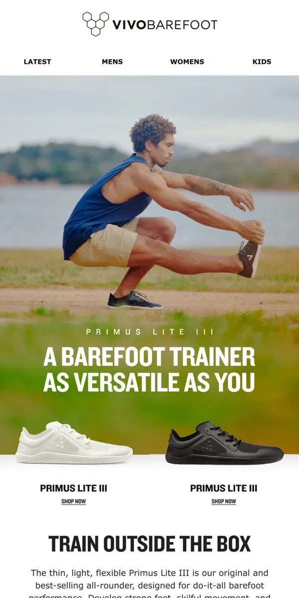 Email from Vivobarefoot. The original barefoot trainer