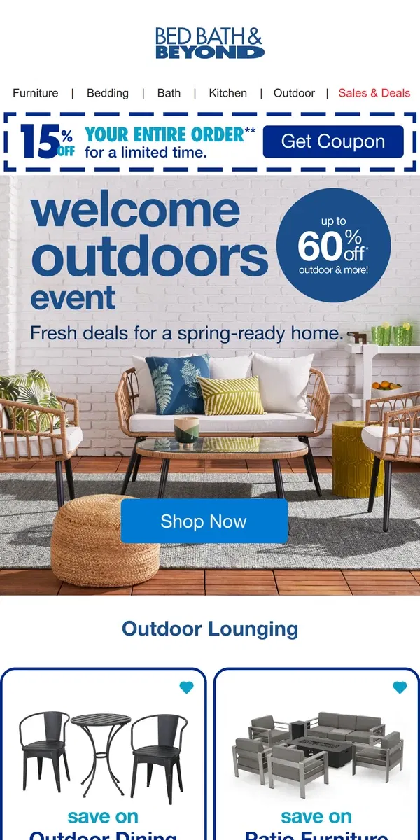 Email from Bed Bath & Beyond. Today’s Forecast: Big Savings ☀️