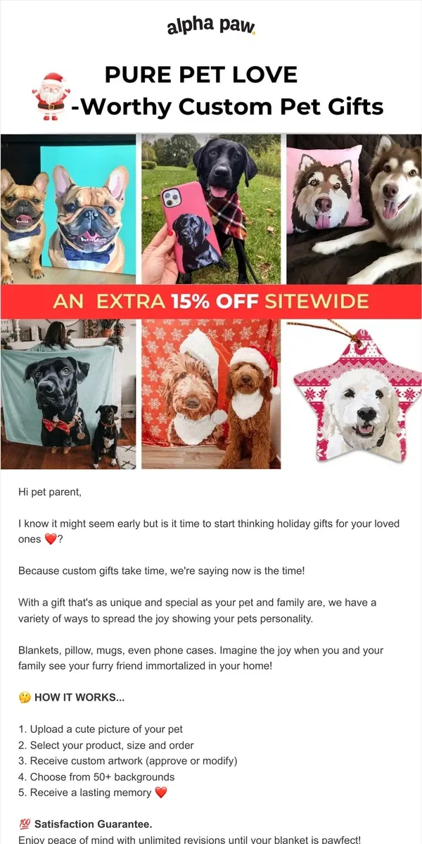 Email from Alpha Paw. 🐶😹 #1 Holiday Pet Present? Custom Pet Gifts