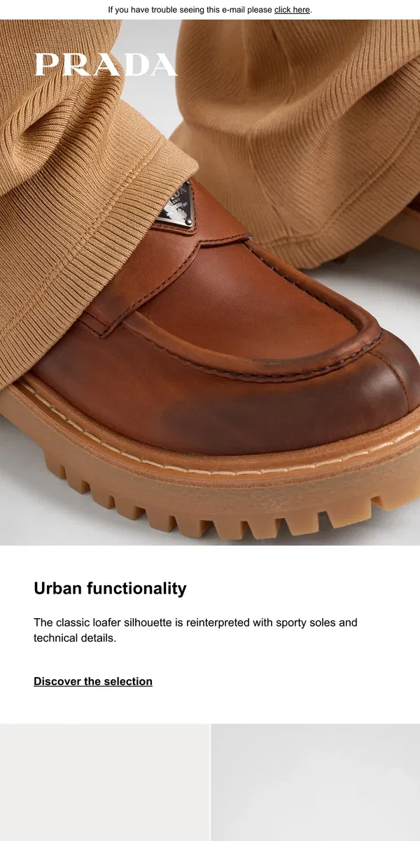 Email from Prada. Sporty leather loafers