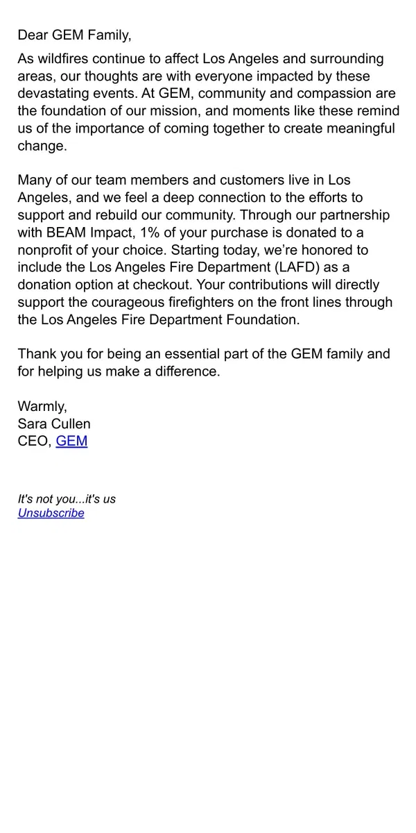 Email from GEM. Help us make a difference for Los Angeles