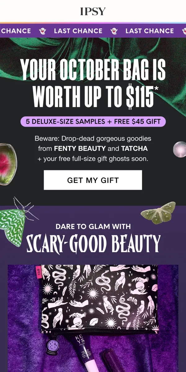 Email from BoxyCharm by IPSY. Your Glam Bag is ghosting soon 👻