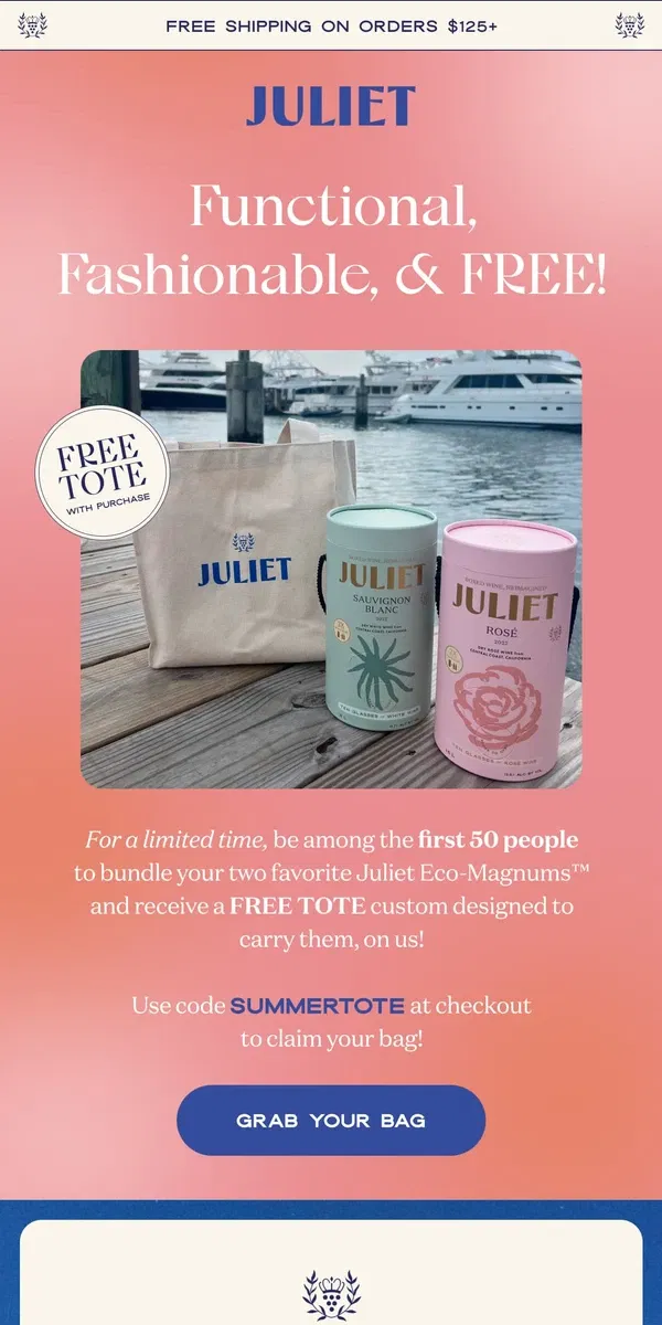 Email from JULIET. Bag a FREE TOTE 👜