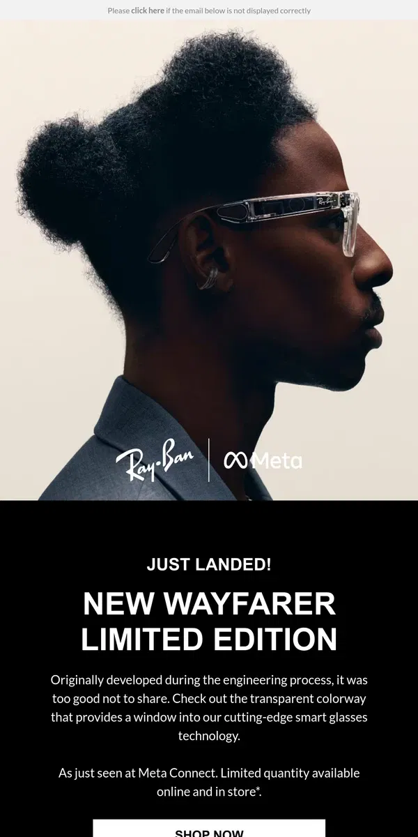 Email from Ray-Ban. Meet the new Wayfarer Limited Edition